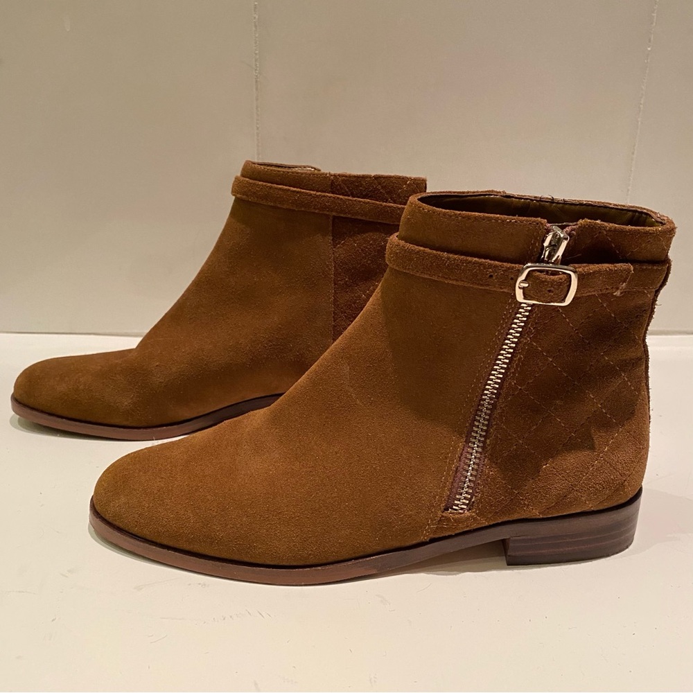 Ann Taylor Brown Suede Quilted Ankle Boots 7.5 M